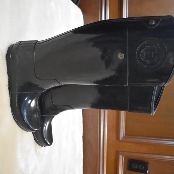 Hunter Sandhurst Carlyle Black Gloss Rain Boots Women's Size 9 Tall Waterproof - Picture 10 of 12